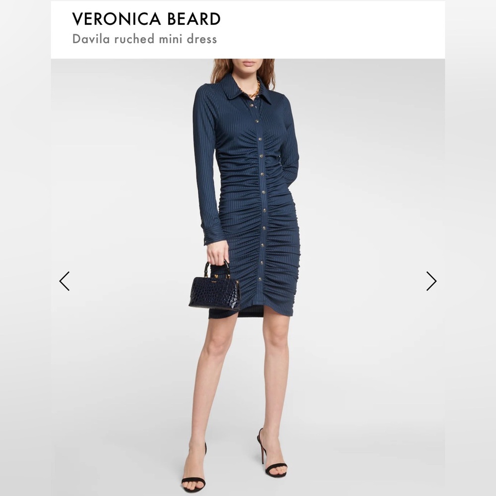 XS - Veronica Beard Davila Ruched Dress in Marine